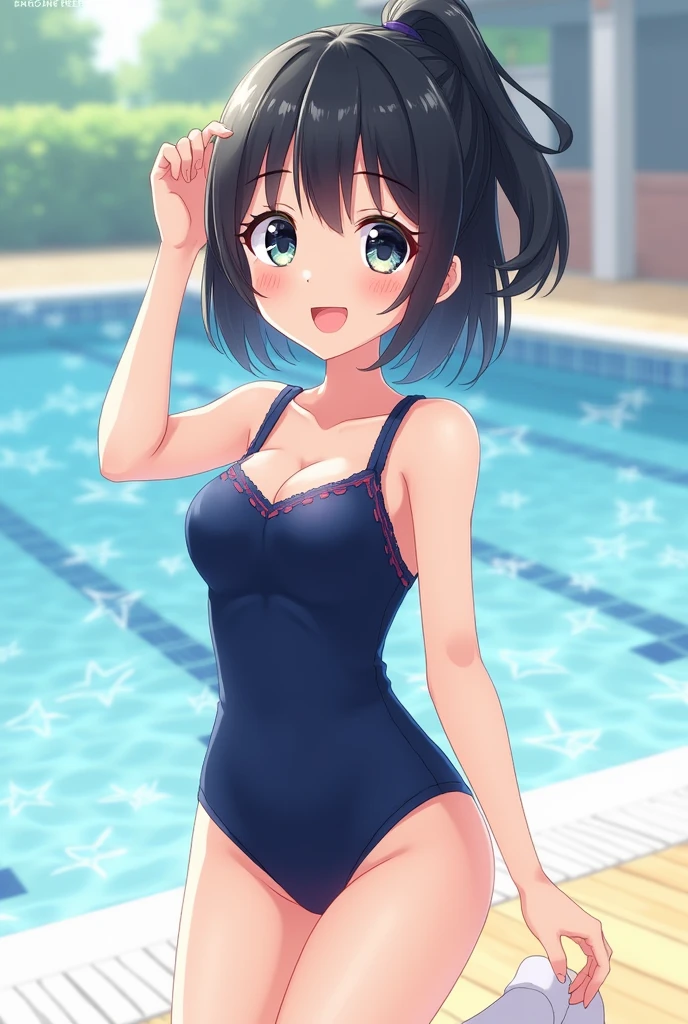best quality,girl,Bathroom,washing place,bikini,(kneeling:1.2),smile,embarrassed,wet