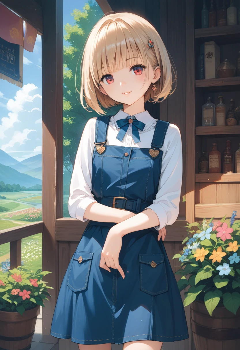 masterpiece, best quality, score_9, score_8_up, source_anime, girl, (petite), fantasy, pinafore dress,