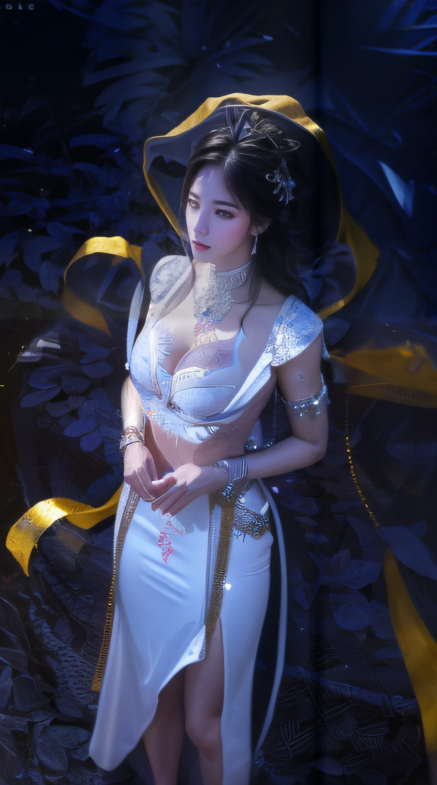 a sexy woman in a white gold and pink lotus lace armor skirt, chengwei pan on artstation, by Yang J, detailed fantasy art, stunning character art, fanart best artstation, epic exquisite character art, beautiful armor, extremely detailed artgerm, detailed digital anime art, artgerm on artstation pixiv, armor girl, cleavage big breasts:1.2, (mini skirt:1,5)