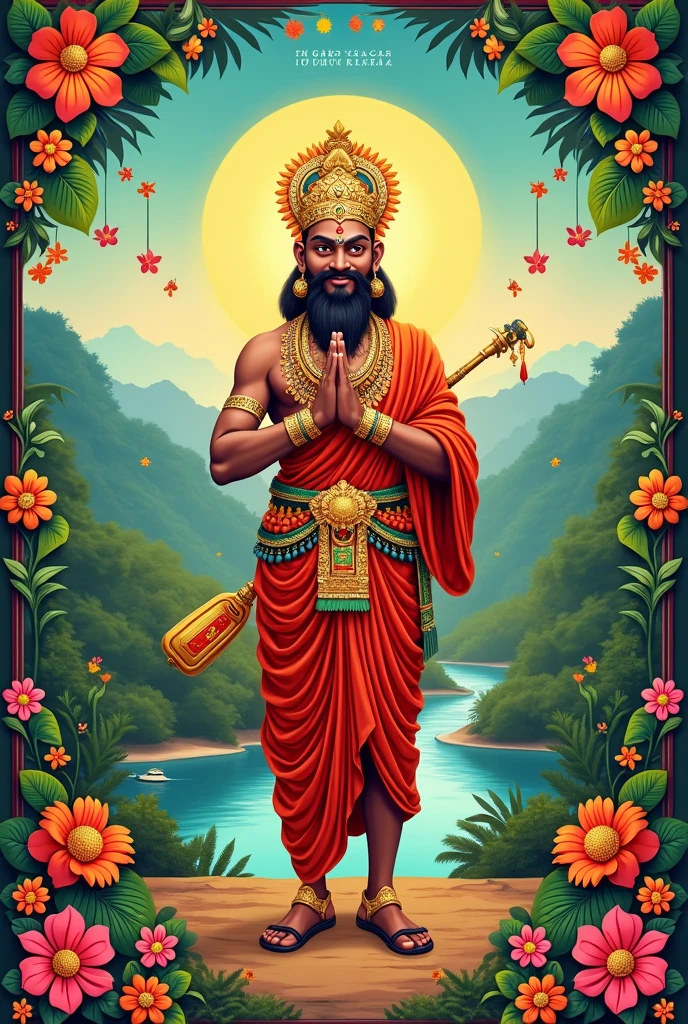Onam wish and mahabali sticker making for thank you card