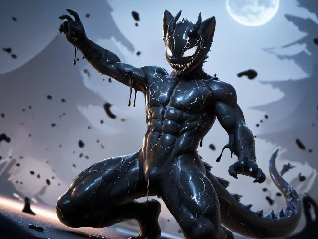 goo symbiote young cute kemono shota furry fox-like dragon, with long and huge goo penis, with huge cum, muscular body, abs, male chest muscle, goo symbiote tenetacles, black symbiote goo, symbiote on everywhere, feets are not penis, many huge goo from mouth, masturbation, fully transformed symbiotic shiny face, realistic, jumping to attack the viewer, fox-like dragon, shota body, kemono, venom face, muscular venom body, jumping to attack the viewer, two dragon horn, big wolf ears, black goo background, goo on everywhere, big tail, wolf ears, dragon horn, big furry tail