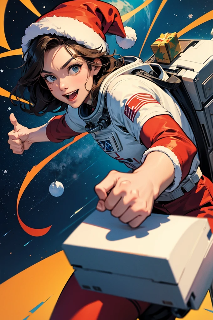Space Girl on Saturn Fighting with a Saturn-Shaped Yo-Yo