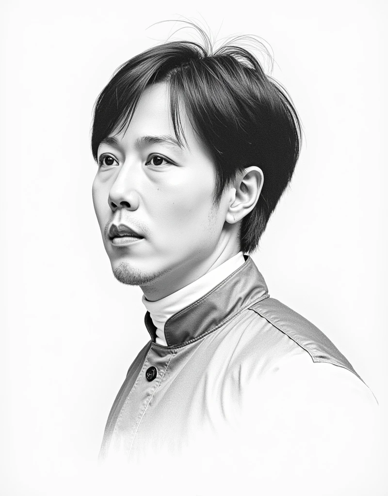 A pencil drawing of jockey Manami Nagashima that looks very similar to him