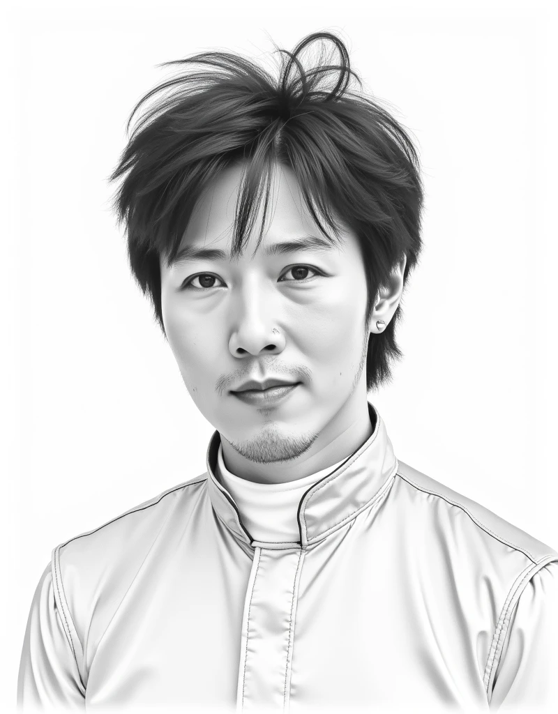 A pencil drawing of jockey Manami Nagashima that looks very similar to him