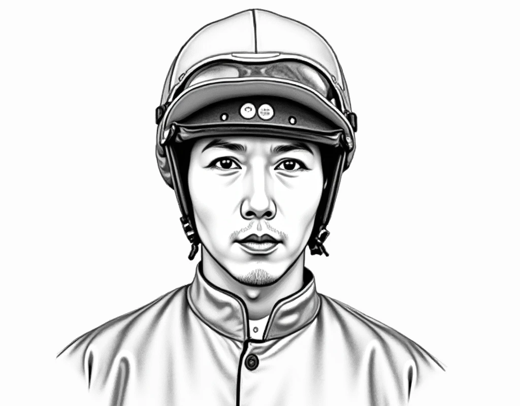 A pencil drawing of jockey Manami Nagashima that looks very similar to him