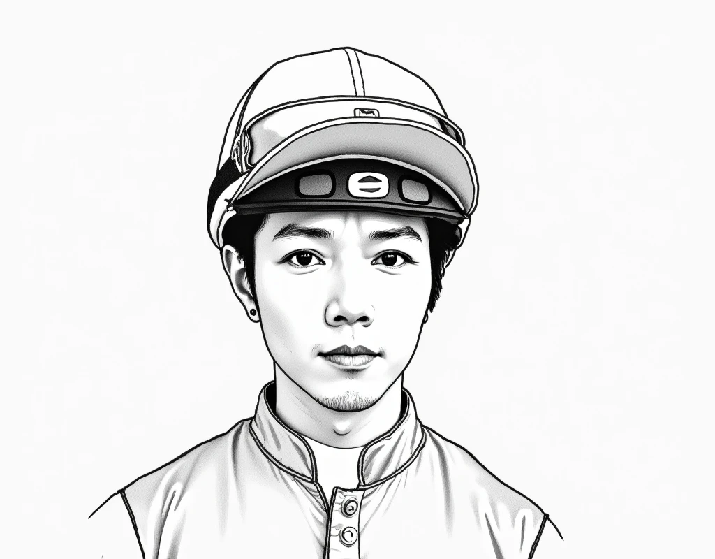 A pencil drawing of jockey Manami Nagashima that looks very similar to him