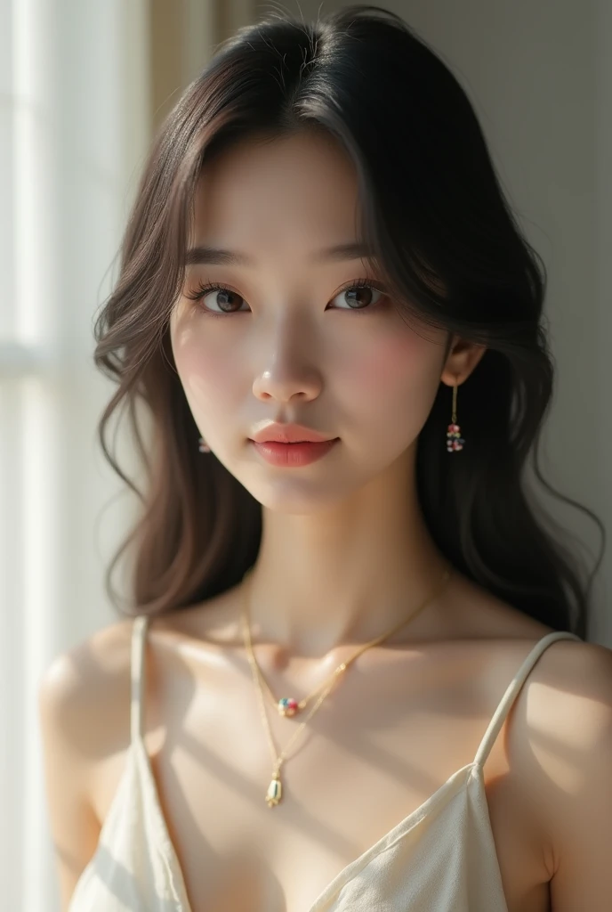 (masterpiece,Highest quality:1.4),(8k,RAW Photos,Photorealistic:1.4),Ultra-high resolution, ,(Glowing Skin:1.4),Detailed肌,Detailed顔,Detailed目,(Beautiful and shining eyes:1.2),Symmetrical eyes,Detailed耳,One person,Natural Makeup,(((Idol))),,Detailed背景,Vivid background,Beautiful and shiny hair,,((Average teenage breasts)),,(Detailed ,Live-action adaptation,A beautiful woman,Movie Aladdin,heroine),,((Sharp Face)),Natural light,,(Very detailed ,,online shopping,LUMINE® Market,),Cleavage,Upper Body,Professional Artist,(Detailed,Location was great.),Realistic