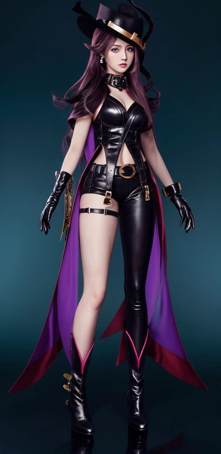photo of celebrity, RAW, beautiful woman, ((portrait)), ((detailed face, colorful rainbow hair:1.2)), ((detailed facial feature, detailed skin, clear skin, parted lips), (perfect proportioned body, medium breasts), (key necklace, (wearing full length wizard robes purple, corset, bare shoulders, thigh high boots, chains: 1.5)), (high detailed mage tower, her back to us, backview, Turn Back, Back shot,: 1.3), (realistic photo, best quality, detailed), (8k wallpaper), (cinematic lighting, dramatic lighting) (sharp focus, intricate)