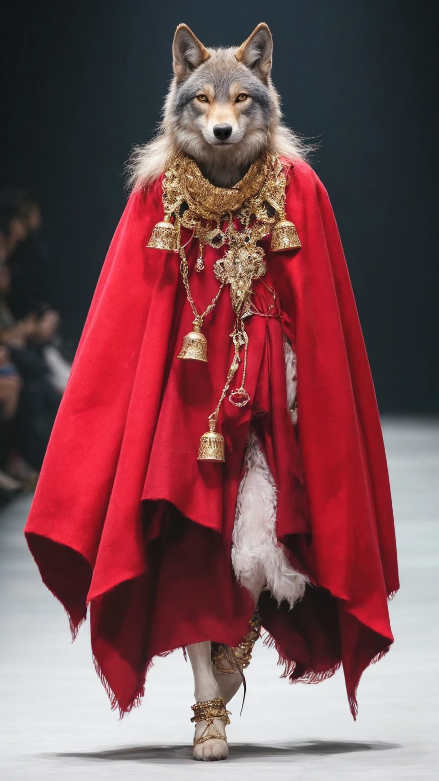 (best quality, elaborate details:1.2), a person wearing a red cloak and holding a couple of bells, snowy, photorealistic illustration, anime style