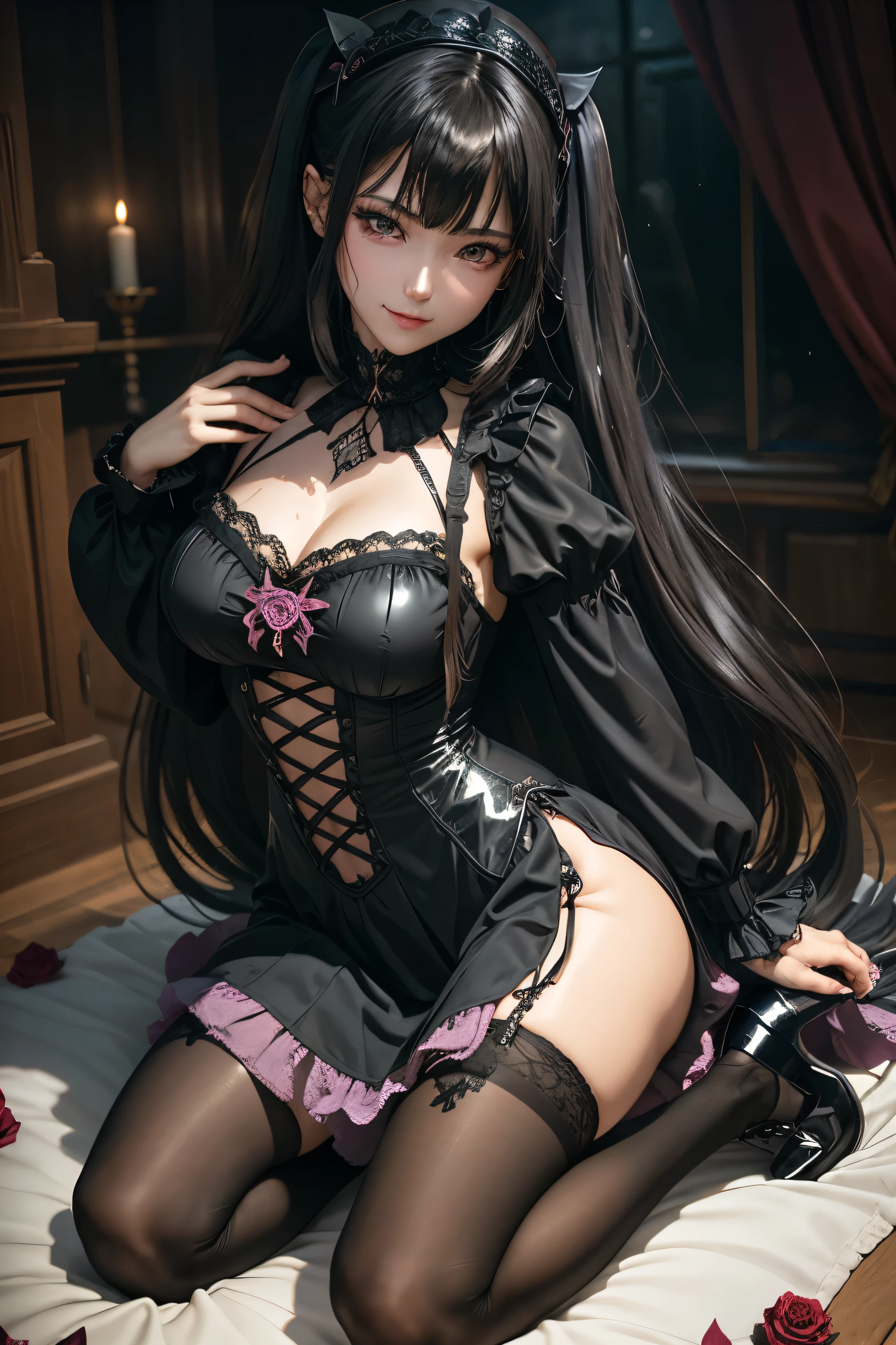 Fornication、Hard Dark Gothic Makeup、Maniacal、Deep night sky、horor、Black Dark Eyeshadow、slaves、crying how bright、mourn、Sad songs、Good skin luster、Lace pink、Long hair straight hair、Dark Gothic Makeup、Dark smile、Restless Palace、Expressions of sexual arousal、Fragrant beauty、age19、carriage、Lying、seductiv、Strong sexual pleasure facial expressions、A look of shame、Dark Gothic、Gothic Long Dress、Gothic ta、masturbation、bell sleeves、Wizard Sleeve、Obscene look、Stained glass background、masutepiece、Best Quality、Ultra-detailed、Refers to 5 books、Sweat glitters on my chest、A little glitter of sweat on the face、Expression of sexual pleasure in anguish、Drunken face、maid clothes、Nasty Woman、Mysterious、noble、Face holding back the toilet、Goth lolithes、Black pretend skirt、the body is wet and shiny、Transcendent sex appeal、sexy pose、Nasty poses、Face of fiery body、sloppily open your legs、Sweating profusely、Glitter on thighs、I'm sweating a lot、a little slender、Breast Size Medium、Affectionate smile、twin-tail hair、bright pink hair、Glamour、sprawl、open one's legs、The thighs are quite wet、