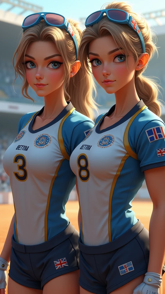 a sexy young woman in a football uniform, beautiful detailed eyes, beautiful detailed lips, extremely detailed eyes and face, long eyelashes, athletic and fit body, slight smile, dynamic pose, football field background, golden hour lighting, vibrant colors, (best quality,4k,8k,highres,masterpiece:1.2),ultra-detailed,(realistic,photorealistic,photo-realistic:1.37),cinematic composition,dramatic lighting,heroic,cinematic