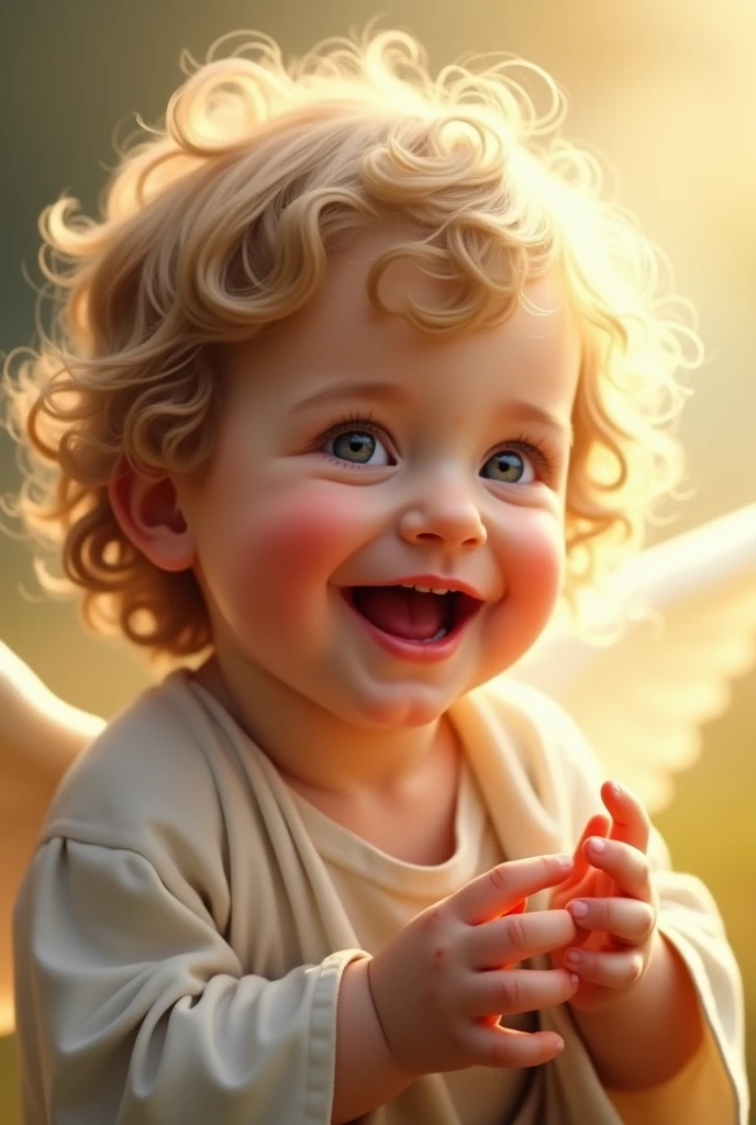 baby angel playing with gold coins