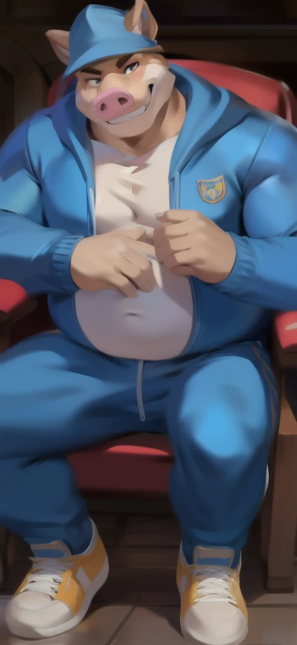 (best quality best,4K,8K,High resolution,Masterpiece:1.2),Very detailed,(real,As a matter of fact,As a matter of fact:1.37)happy little fat man。young man。He is a tire mechanic.。mechanic hat。gray chef uniform。blue theme。Highly detailed characters, anime style 3d, Algorithm animation, Rothko style, Cute and Intricate Digital Art, การออกแบบHighly detailed characters, close-up pictures of people, Realistic 3D anime style, children's art station,Smooth white background,brown hair,white skin,Mascot,Masterpiece,perfect light
