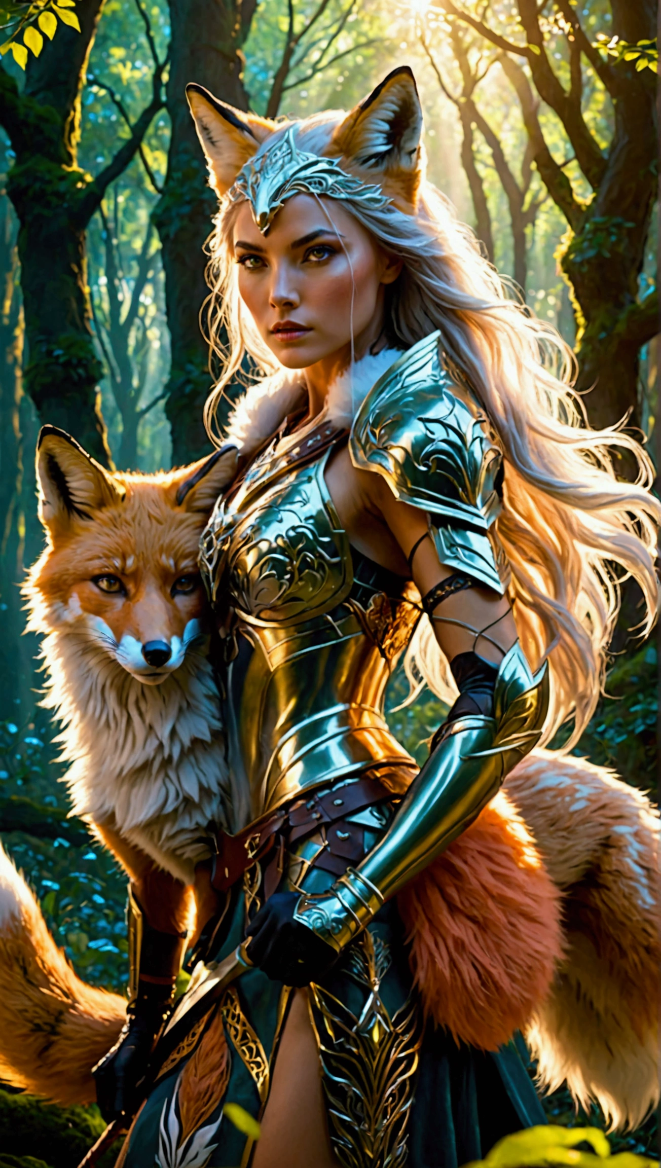(masterpiece:1.2), (best quality,:1.2), 8k, HDR, ultra detailed, ((photorealistic)), professional light, cinematic lighting, fashion photography, ambient lighting, atmospheric effects, <lora:detail_slider_v4:3>, OverallDetail, Brooke, <lora:Brooke-10:1>, as a woodelf sorceress queen, ((full body shot)), wearing intricate ElAr robes, <lora:ElvenArmor:0.7>, riding a big fox, <lora:riding_a:0.85>, in a woodelf settlement <lora:WoodElf-10:0.6>, epiCPhoto