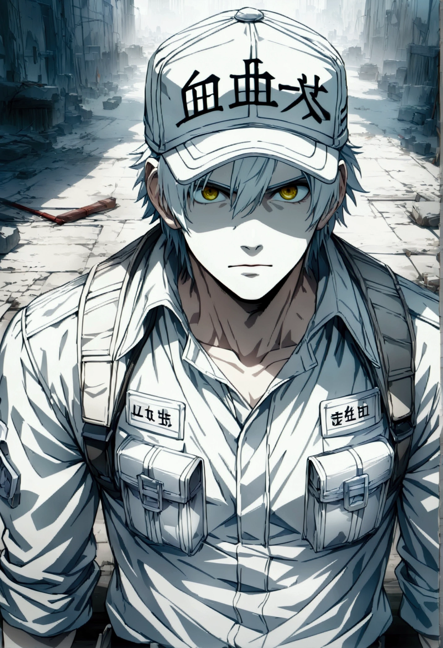 1 Male,white blood cell \(hataraku saibou\),hataraku saibou,,Intricate details,Wide range of colors,artwork,rendering,(masterpiece:1.3),(highest quality:1.4),(Super detailed:1.5),High resolution,Very detailed,unity 8k wallpaper