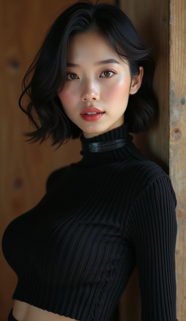 (8k, RAW Photos, Highest quality, masterpiece:1.2), Super detailed, Super Resolution, (Realistic, Realistic Photo:1.37), Portraiture, High-definition RAW color photos, Professional photos, 非常に詳細で美Shii, 非常にDetailed, 8k wallpaper, 素晴らShii、Detailed, Large file size, Official Art, highly detailed CG unity 8k wallpaper, 非常にDetailed美Shii女の子, 非常にDetailed顔, 非常にDetailed目, 非常にDetailed肌, 非常にDetailed指, 非常にDetailed鼻, 非常にDetailedDetailed口 , Perfect Anatomy, 非常にDetailed背景, Very fine clothing, One girl, (20:1.2), 20th Generation, cute girl, Realistic body, , Fair skin, Glowing Skin , The body is slim, Handsome body, Black Hair , short hair, (Blunt bangs:1.2), smile, cute, like々Shii, cute face, Realistic Face, Delicate eyes, Droopy eyes, lingerie, See-through, Earrings, View your viewers, Cowboy Shot, Look forward, Standing posture, Opposition, Dynamic Lighting, (mighty big breasts:1.2), Cowboy Shot