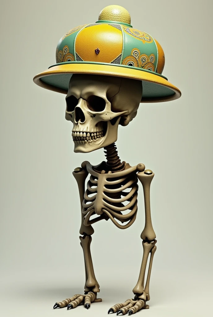 masterpiece, best quality,8k,highestres, absurdres, extremely detailed, brook, 1 boy, afro hair, solo, looking at viewer, an extremely tall skeleton dressed in formal attire complete with top hat and cane, skeleton body,///,