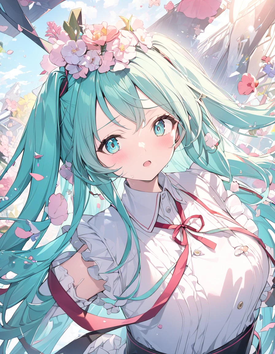  Hatsune Miku 、beautiful、Beautiful composition、 bust up