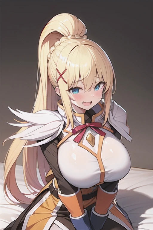 Darkness、KonoSuba、Blonde、High ponytail、gigantic breasts、aroused,see-through,best quality,