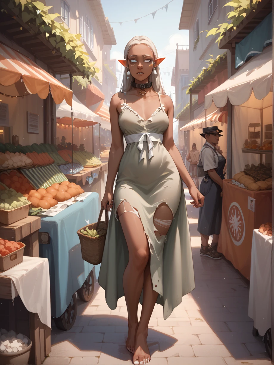 minthara, 1girl, solo, pointy ears, elf, colored skin, red eyes, blue skin, realistic, drow, white hair, mature, skin complexity, <lora:Minthara_Baenre_-_Baldurs_Gate_3:0.8>
BREAK
level_9, level_8_up, level_7_up, source_cartoon, masterpiece 
BREAK
 <lora:age_slider_v4:3.5>
BREAK
small breasts, in a mall, shopping, groceries, paper bag, carrying a bag, skirt, tank top