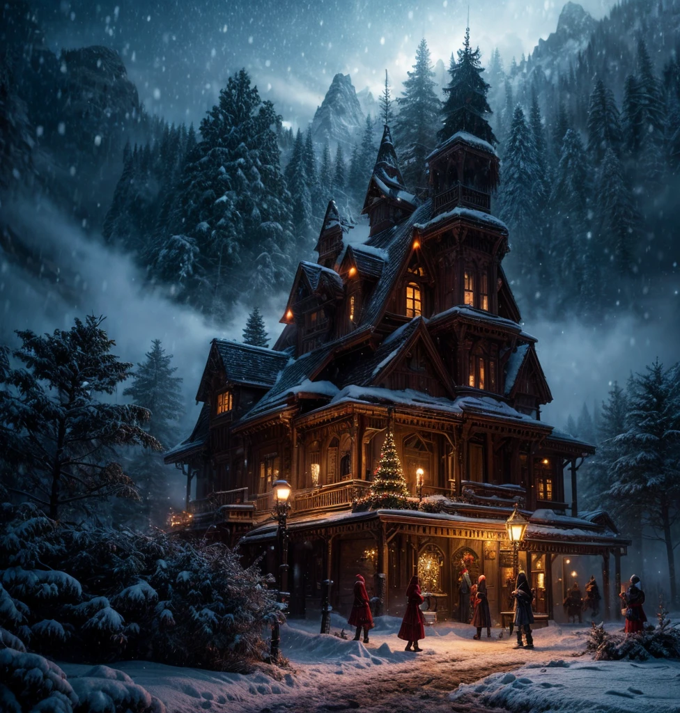 Christmas Landscapes on New Year's Eve Epic cinematic brilliant stunning intricate detailed dramatic atmospheric digital matte painting"