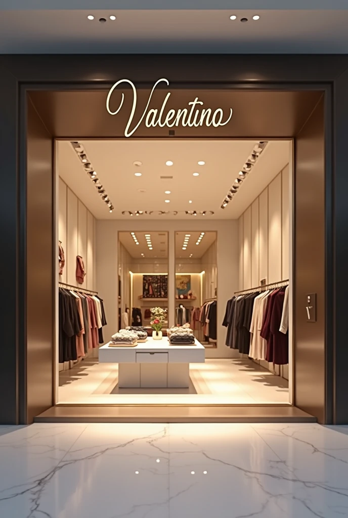 boutique de vêtement de luxe , devanture rose et noir, thème années 2000, vitrine y2k top court saxe luxe