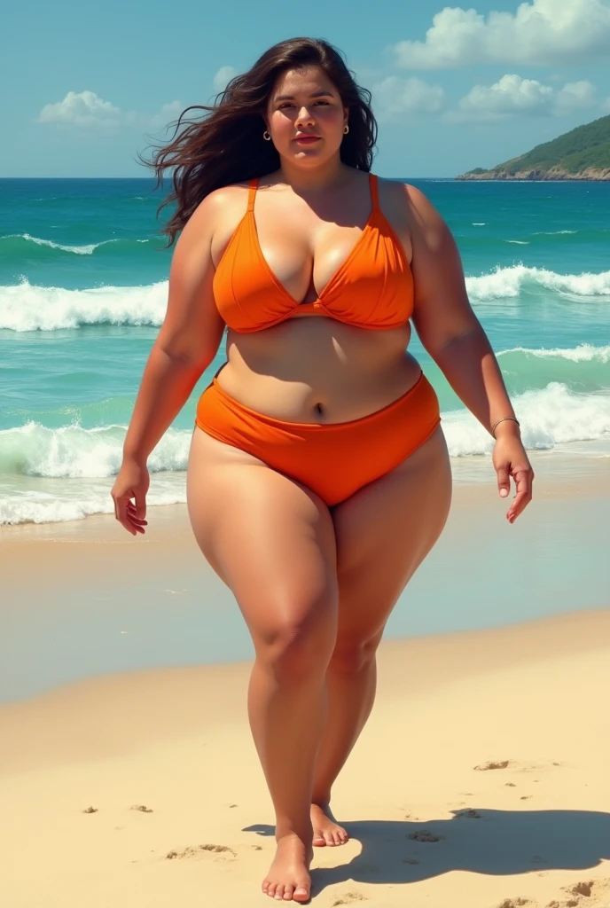 Mujer araffe en bikini negro parada junto a una palmera, Thicc, Curvaceous Body, hermosa hembra gruesa, cuerpo grueso, Figura curva, muslos gruesos, fit curvy physique, curvy model, Hermosa cara y figura, Ella tiene un vientre redondo y gordo y tembloroso, Figura curva de reloj de arena, caderas anchas, Thigs gruesos, cuerpo y rostro perfectos