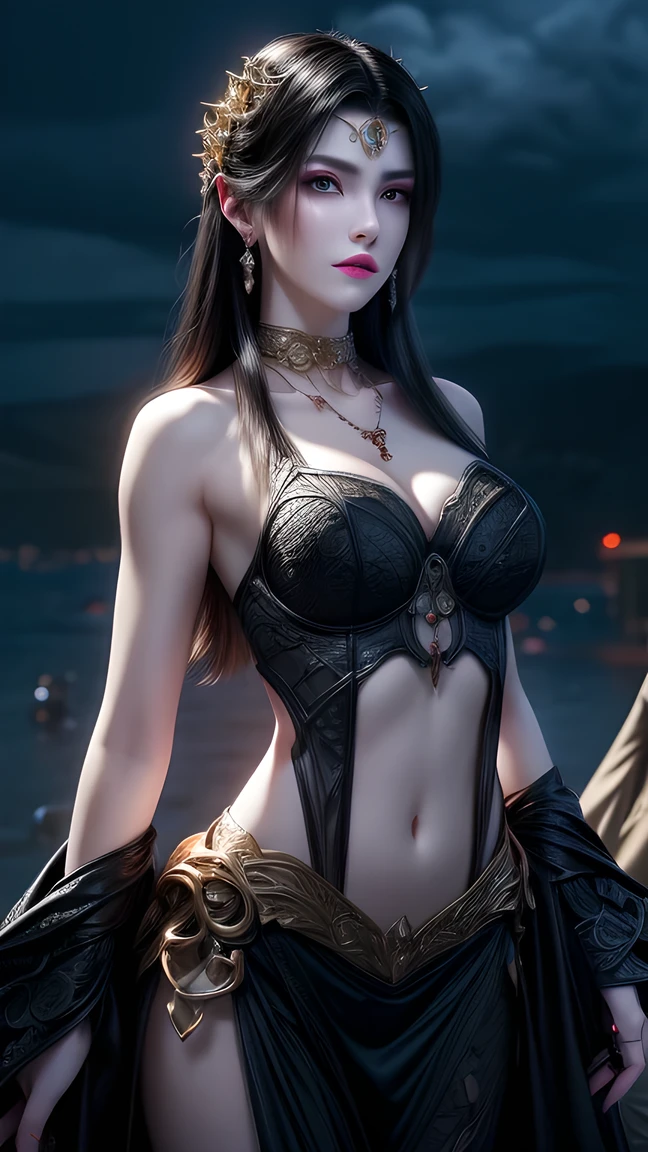 masterpiece,Game Art,Best picture quality,Maximum resolution,8K,(portrait),Unreal Engine 5 rendering works,(Digital Photography),((portrait Feature:1.5)),
20 year old girl,Short hair details,Long bangs,Full figure、Curved woman, In the bathroom, She is wearing black lace lingerie, Big ,Showing cleavage,Breast enlargement,breast plumpness ,Big Ass,Black suspender stockings, Depth of Field, Shot from the side,Look at the camera,Beautiful eyes in every detail, Long eyelashes(The red eye makeup is carefully applied),(has long gray hair:1.4),(Large target, Full breasts),Elegance and nobility,Brave and charming,
light,Ray tracing,Game CG,((3D Unreal Engine)),OC rendering reflection mode