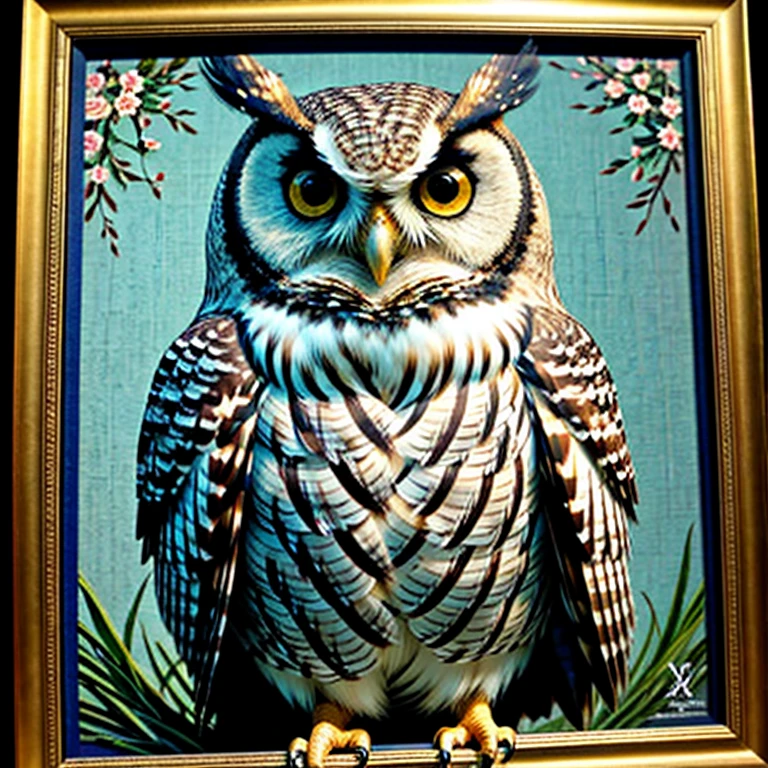 masterpiece、 top quality 、 high res、 Detailed Description 、"4ｋ　favorite　 thank you" written on it {x}、owl，