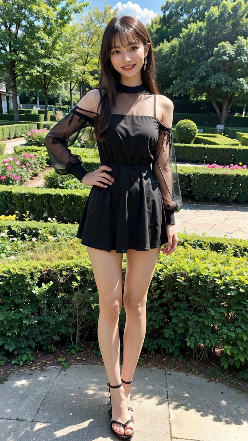 dark hair girl, pink elegant clothes, middle breast