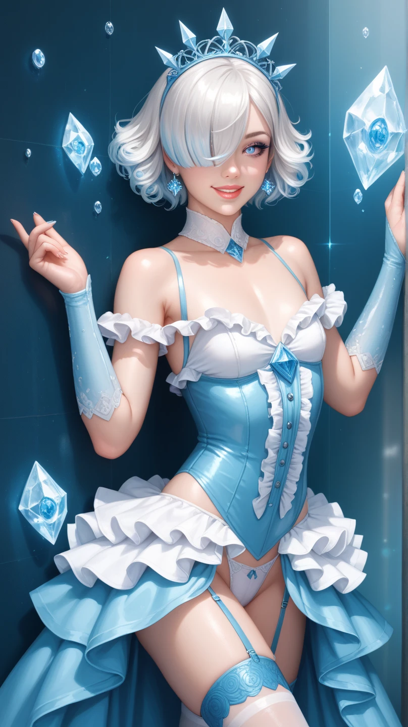 ((Above the shoulder，facial closeups))， Bigboobs， looking at viewert， ultra-realistic realism, Ghibli-style colors,  Ghibli-style colors, japanese manga,  Standing Picture, angle of view,  foreshortening, foreshortening, 8K, super detailing，All women have big breasts,Endless realism, cellshading,，character sheets, reference sheet, Standing Picture, 8K, super detailing, 1080p, Women's HD，femele, 16k, A high resolution, Best quality, high high quality, Anatomically correct, tmasterpiece, Acura, hyper HD，as elegant as a swan，unreal-engine， Ghibli-style colors,   japanese manga,  Standing Picture, angle of view,battle armor，ssee-through，Lace skirt，Blue hair，Red-eyed，Sexy big breasts，Transparent tulle clothes