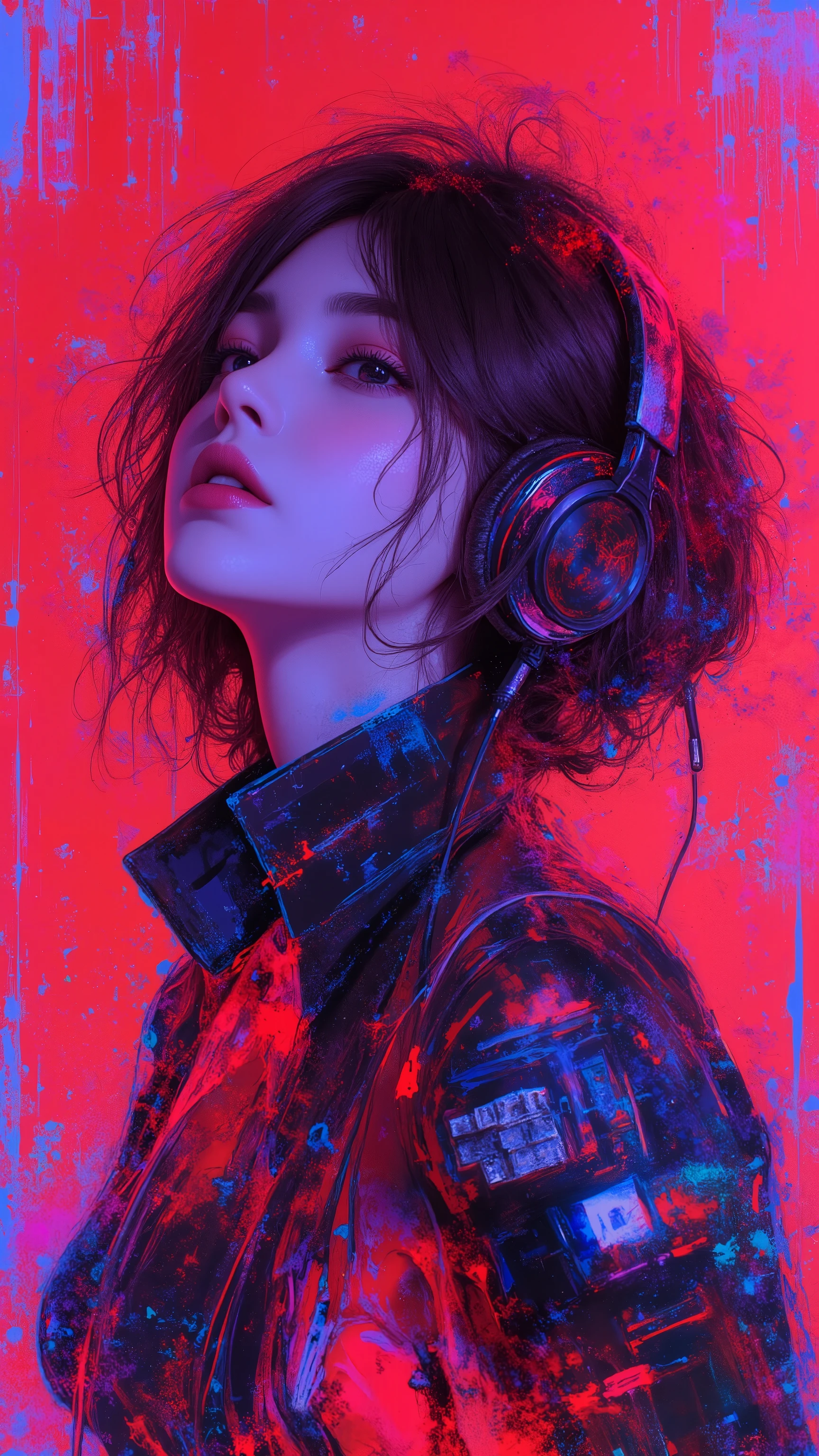 32K, (masterpiece, HD, Hyper HD, 32K) (There's a woman with headphones and a microphone in her hand, inspired by Roth Tran's Cyberpunk art, popular on ArtStation, digital art, Ross Tran style, Gooeways-style work, Cyberpunk art style, Ross Tran style, crossdraws cartoon vivid, Rothrowes 2.0, Rothrowes 1.0)
Zaidink, Parve, Avant-Garde, Psychedelic, (Abstract Ink Splash: 1.2), (Realistically: 1.4), Loose Hair, Background Pure and High Resolution, Detail, RAW Photo, Sharpie, Stock Photo by Nikon D850 Film Jeffries Lee 4 Kodak Portrait 400 Camera F1.6 Shots, Rich Colors, Surreal Vivid Textures, Dramatic Lighting, Unreal Engine Art Station Trends, Synestil 800, Big Curl, Slim and Model Body, Abstract and Artistic.