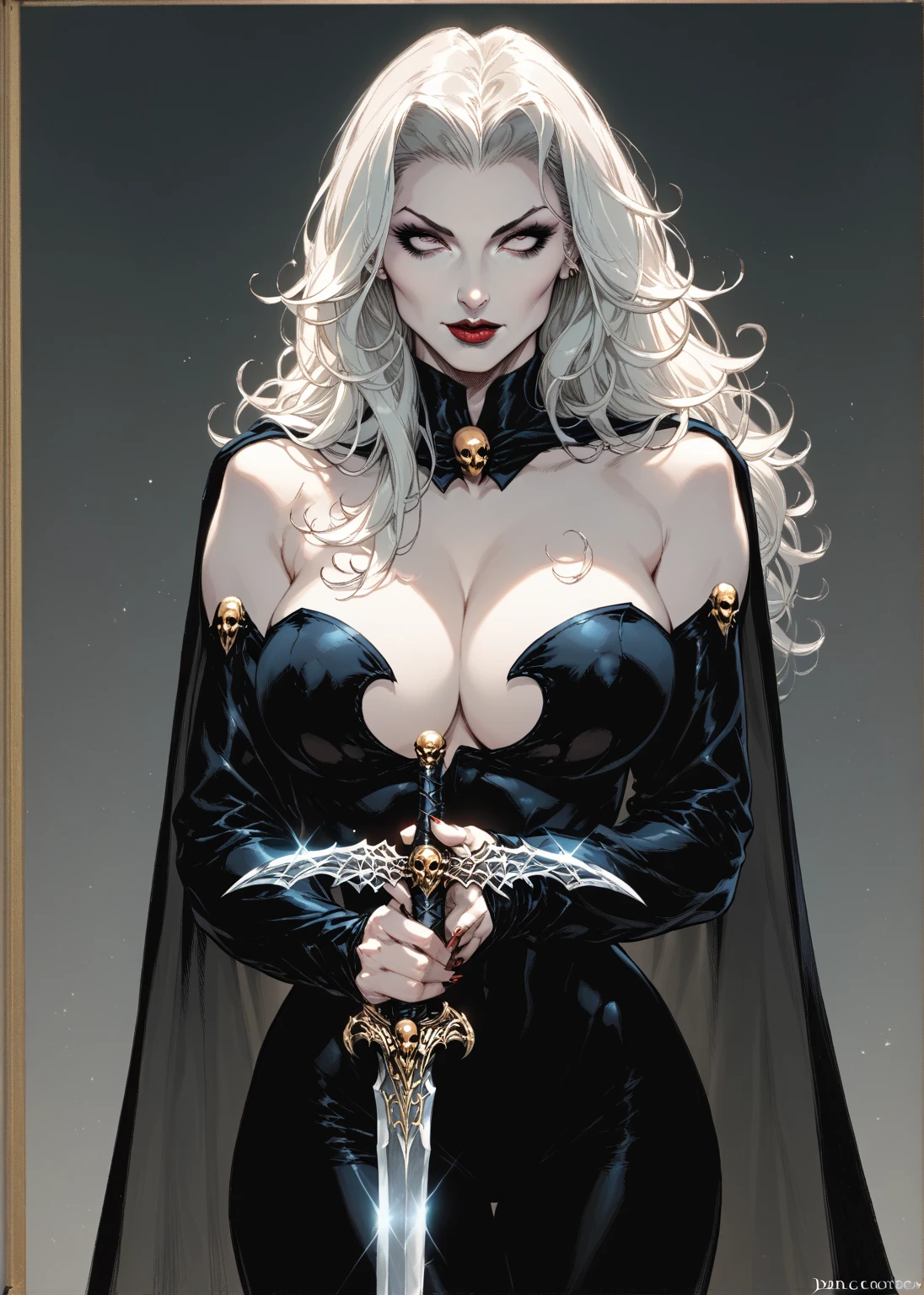 lady death,Beautiful woman sexy body big breasts varieties of poses, multiplas pose, holding a large sword, Pose de tres quartos de corpo