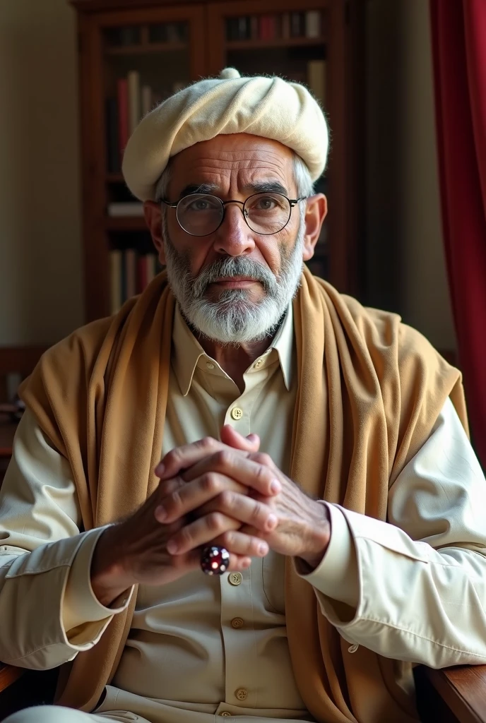 Ultra realistic, old man 70 years old with white turban, photo studio, HD, 8k