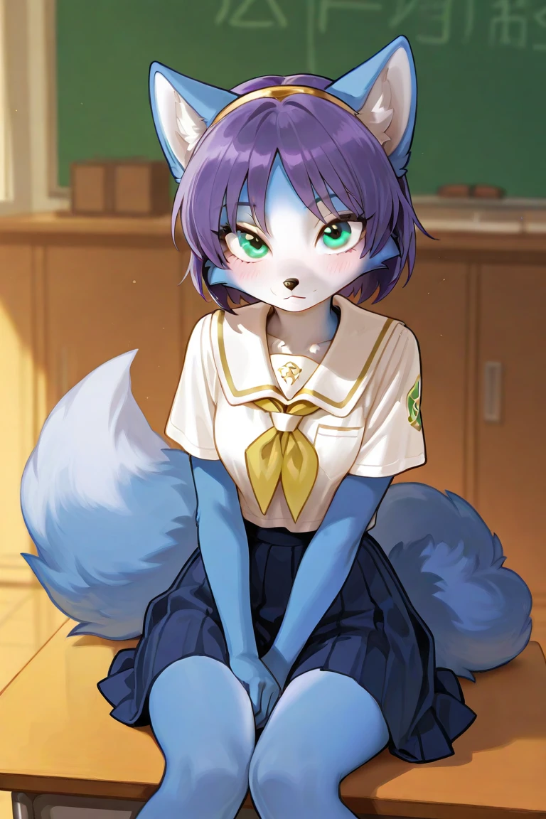(Anthro furry girl), (blue fox girl), (2 girls), classroom, nude, Yuri, purple colored skin, deep blue colored skin, pink colored hair, blue colored hair, purple colored hair, submissive expression, blue colored fox ears, fox ears, fox snout, fox face, blue colored fox nose, long blue hair, futa, futanari, futa, gigantic blue colored penis, blue colored nipples, clear latex, clear latex skin, getting railed anal on a desk