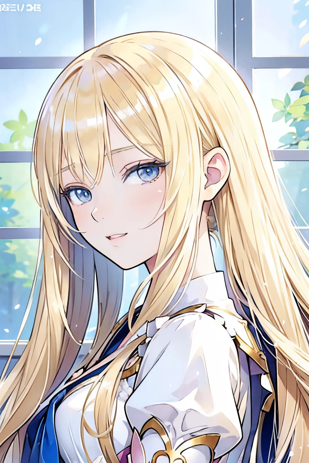 blond haired girl with blue eyes looking out of window, blonde anime girl with long hair, beautiful anime portrait, detailed digital anime art, clean detailed anime art, detailed portrait of anime girl, anime girl with long hair, profile of anime girl, cute anime girl portraits, portrait anime girl, anime. soft lighting, anime girl portrait profile, anime visual of a cute girl