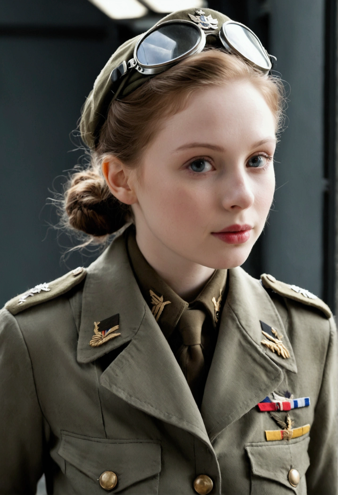beautiful female soldier, beautiful Russian face, short blonde hair with a beautiful hairstyle, she is wearing a white scientific coat, under the coat she is wearing a Soviet style military uniform Light brown fabric with red details, she is in a retro-Soviet laboratory, Soviet technology, in her desktop pencils and documents, 4k, ultra detailed image, Realistic, highly detailed, perfect composition, gorgeous, Intricately detailed, incredibly detailed, 8 k artistic photography, hyper detailed, masterpiece, ultra detailed, hyper Realistic, 4k, ultra detailed image, Realistic, highly detailed, perfect composition, gorgeous, Intricately detailed, incredibly detailed, 8 k artistic photography, hyper detailed, masterpiece