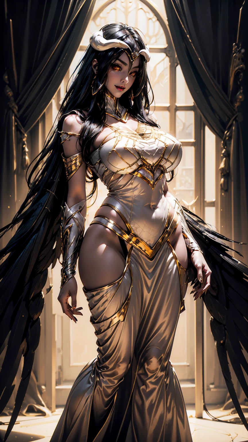 modelshoot style, (extremely detailed CG unity 8k wallpaper), full shot body photo of the most beautiful artwork in the world, medieval queen, green vale, dark skin, black woman, golden crown, diamonds, medieval architecture, professional majestic oil painting by Ed Blinkey, Atey Ghailan, Studio Ghibli, by Jeremy Mann, Greg Manchess, Antonio Moro, trending on ArtStation, trending on CGSociety, Intricate, High Detail, Sharp focus, dramatic, photorealistic painting art by midjourney and greg rutkowski