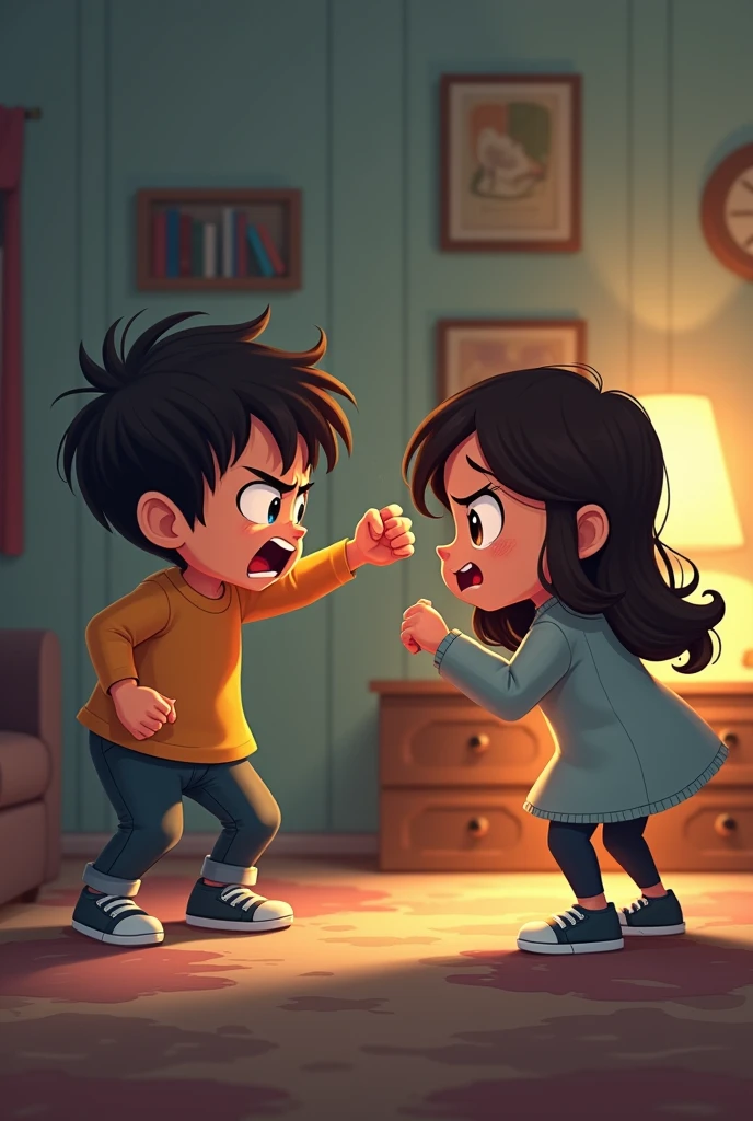 Boy angry on sister