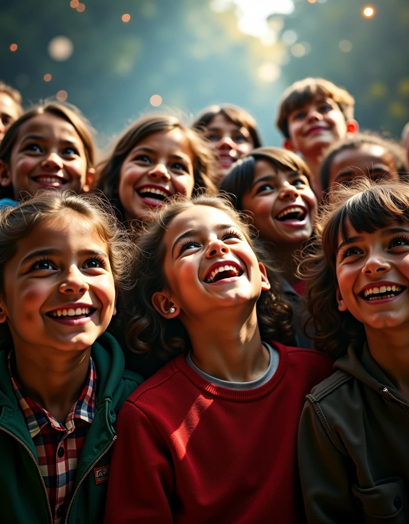 Children in an amusement park. estilo de pintura: "impressionismo", com cores vibrantes bem definidas em 8K. Paint so that the characters are easily recognizable and reveal the perfection of the characters' facial expressions.