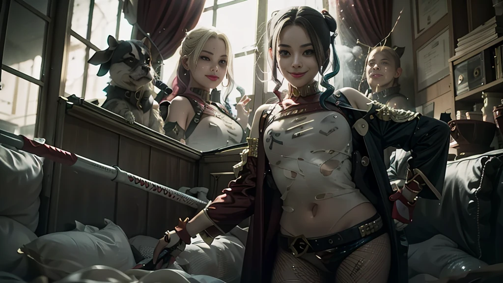 (((two sexy girls fighting each other with weapons))),victorian steampunk theme, victorian steampunk style(((best quality))), (((ultra detailed))), (((masterpiece))), illustration,2girl fighting, perfect face, volumetric lighting,steampunk theme,,translucent Skin, HALFTONE,cloud,LIGHT_PARTICLES,