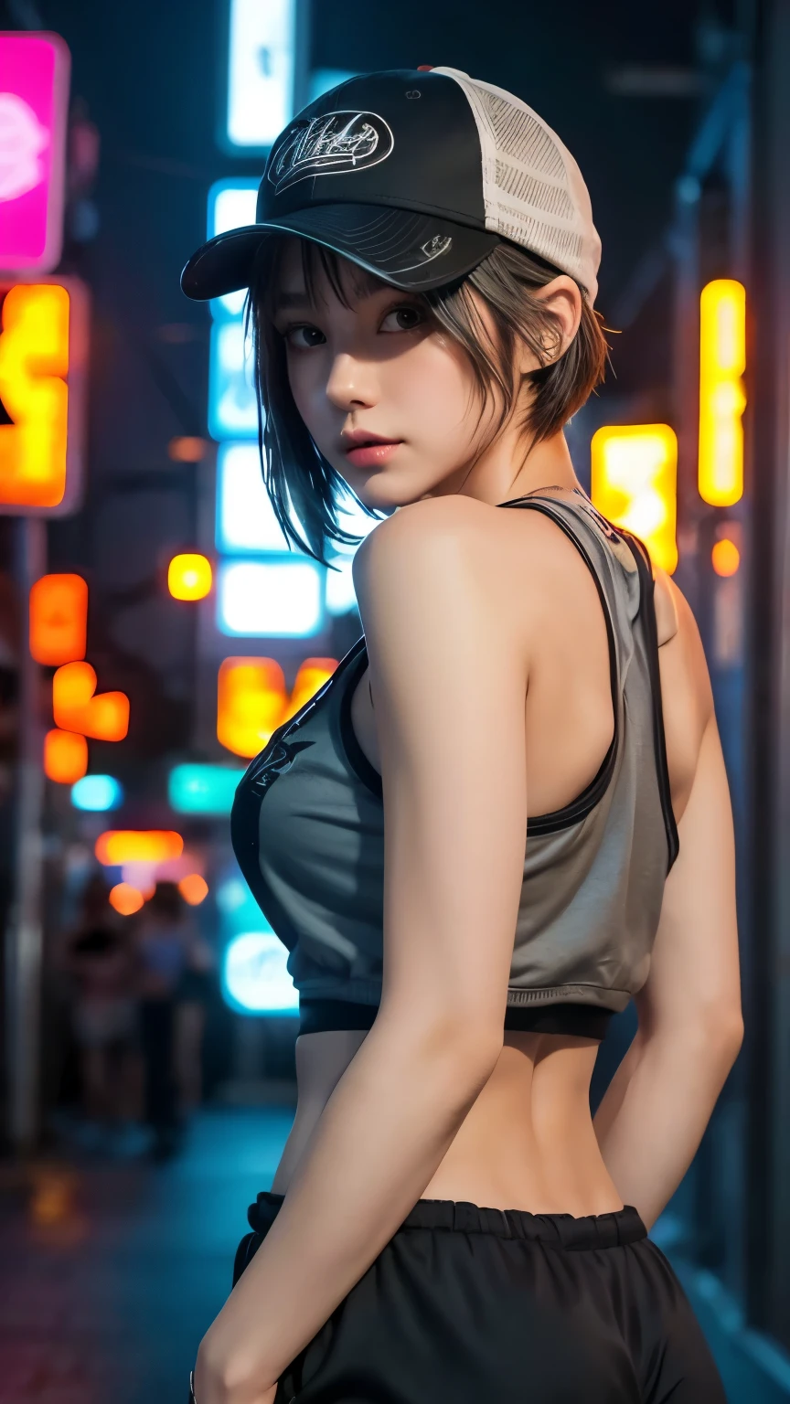 (photorealistic:1.6),(High resolution:1.6),(1 girl:1.5),(solo, one woman:1.5),(Side angle photo),(Showing face:1.4),(Beautiful face woman:1.2),(cool beauty:1.5),(Light brown hair color:1.3),(bangs:1.3),(extremely long hair),(Plump lips),chuuChloe,(Saggy Breasts:1.4),(Leaning forward),(flaunt muscles),(Muscular),(looking at viewer:1.4),(sexy:1.3),(Gorgeous Body),(Tight Sleeveless T-shirt:1.3),(navel is visible),(Sheer:1.5),(Dynamic Pose:1.8)