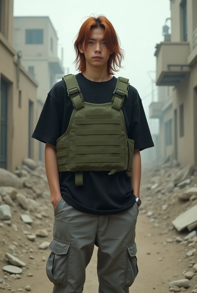 8K, Real Photo, Realistic Skin Texture, Super Realism,8K, Real Photo, Realistic Skin Texture, Super Realism, super clear photo results, olive drab color, scratches, rust, shot with Fujifilm X-T30 + Nokton. HDR10, minimum 4 images created, Blue Archive government: Wearing tactical equipment,beautiful boy, Fifth-rank, Gray work shoes, shorts, brown hair, tactical vest (character design) , purple eyes,짙은 brown hair카락,purple eyes,Brown jacket and gray short sleeves,하체용 회색 shorts,technology,flat chest,holding a gun,아름다운 Fifth-rank