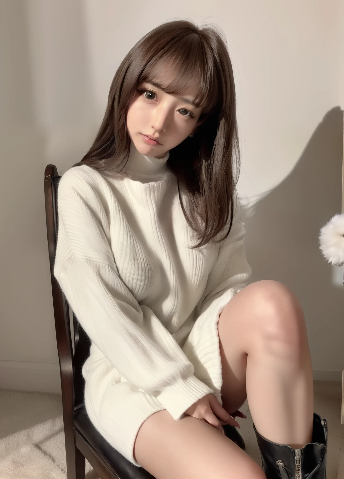 beautiful girl Leg spread nude Big Breasts sweater