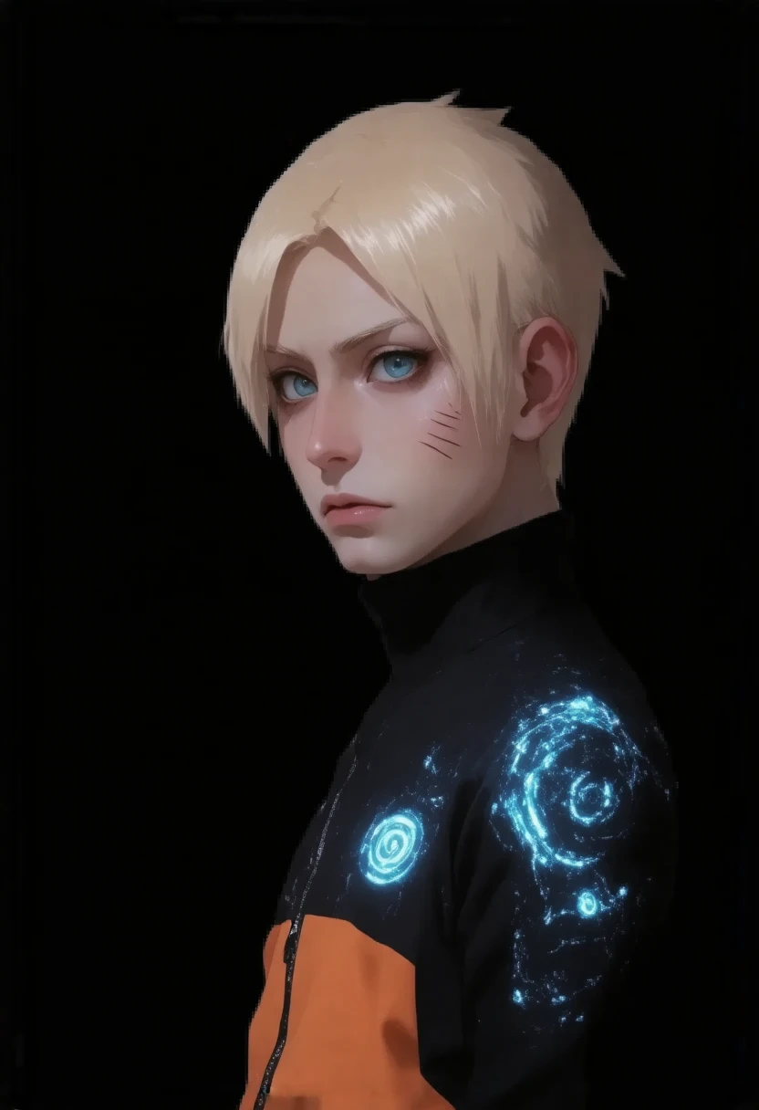 detailed portrait of Naruto, Naruto in futuristic outfit, Naruto in high-tech cyberpunk clothing, Naruto in advanced technological apparel, Naruto wearing sleek futuristic attire, Naruto in cutting-edge sci-fi inspired outfit, detailed face of Naruto, beautiful detailed eyes, beautiful detailed lips, extremely detailed eyes and face, long eyelashes, highly detailed rendering, 8k, photorealistic, masterpiece, studio lighting, vivid colors, cinematic lighting, digital art, concept art, cyberpunk, futuristic, science fiction