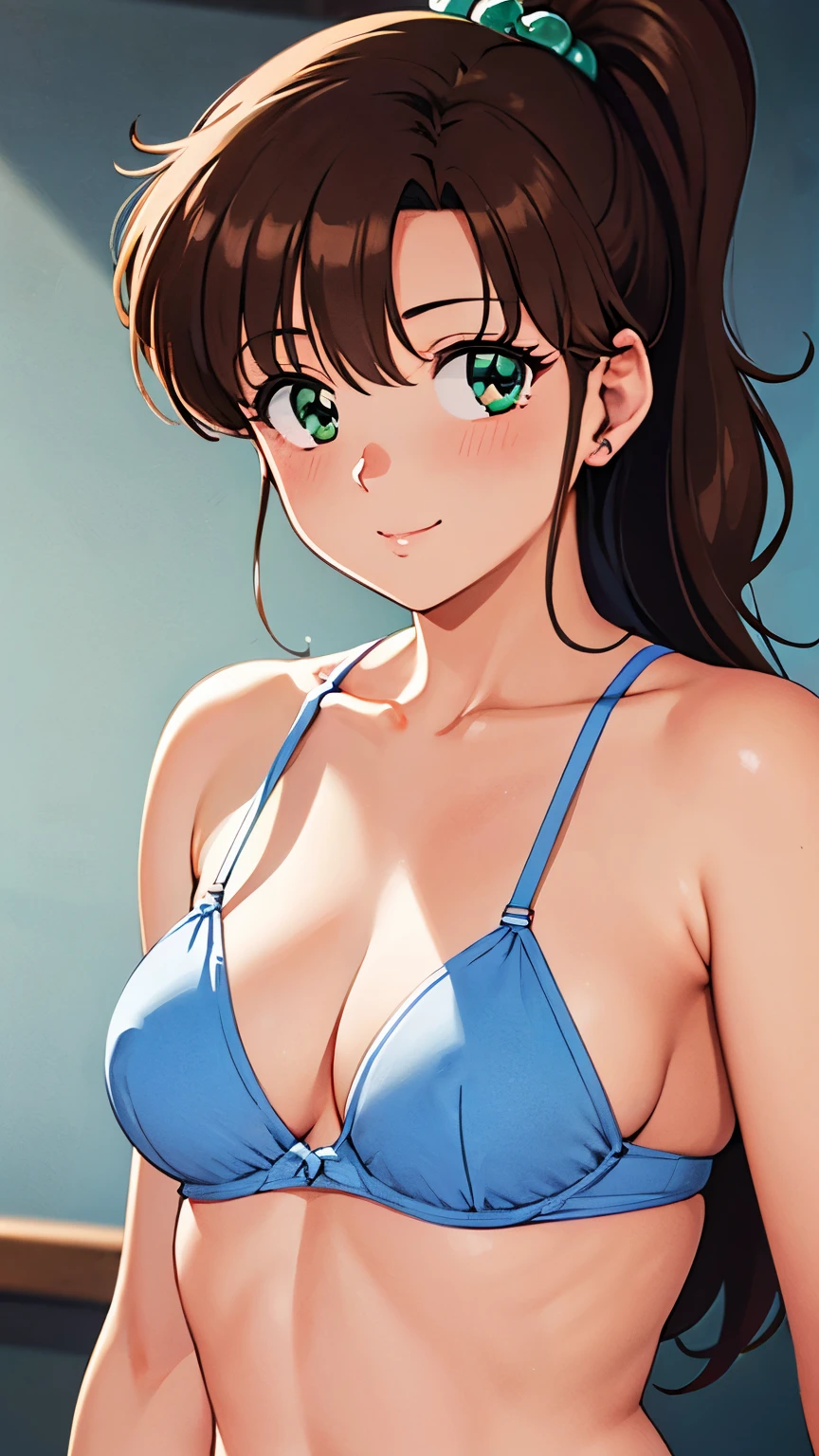  1 Woman ,Nervous smile,the above, upper body,  touches chest , standing in the spotlight, super realistic , top quality ,8k,  super high res, RAW photo, well-balanced body , beauty,Small and beautiful breasts,throw,sexy silk lingerie,sharpness,Approaching,Makoto Kino,