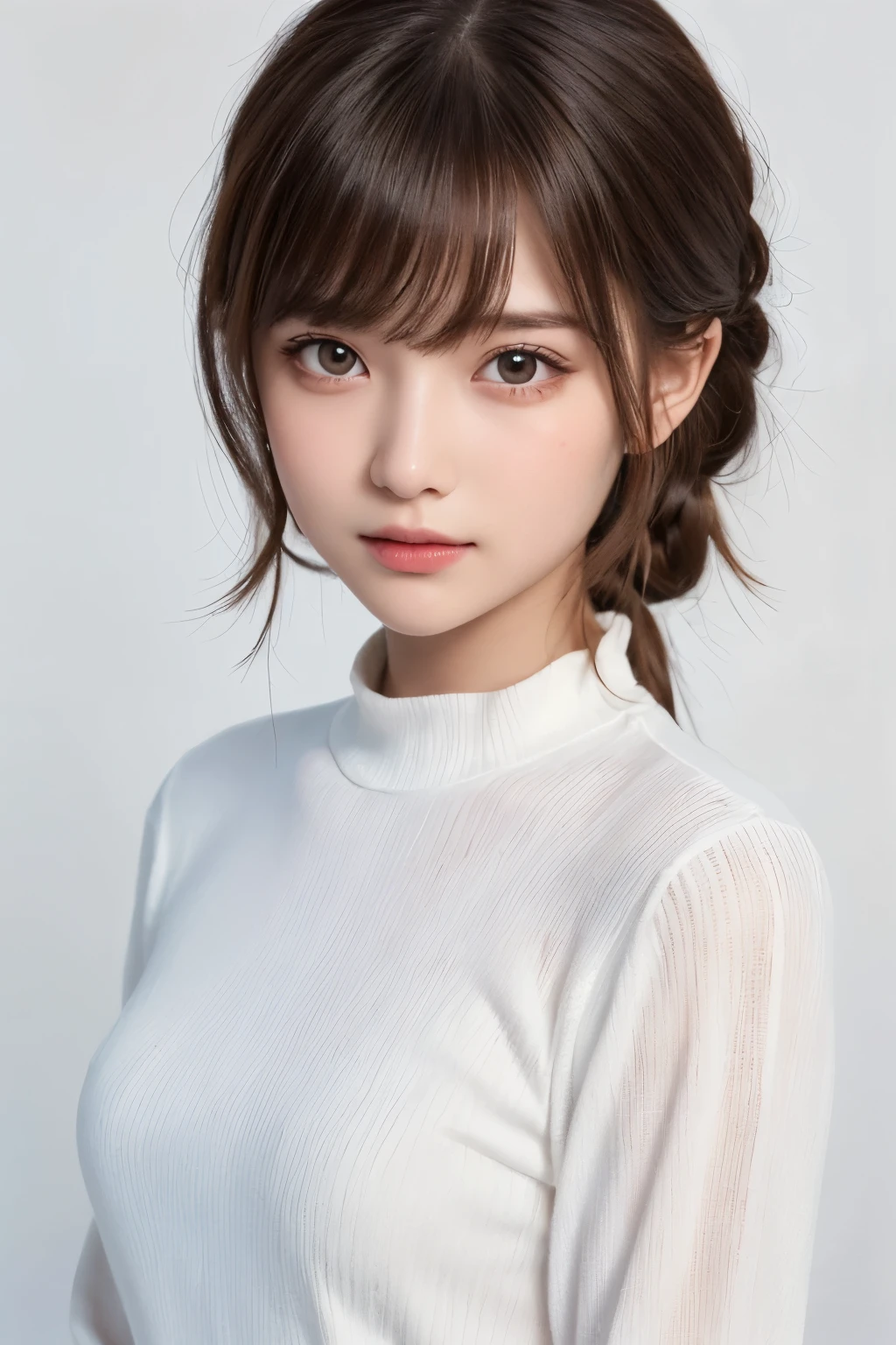 1girl, (a beauty girl, delicate girl, beautiful girl, innocent girl:1.3), (yo:1.3),
break, (white longsleeve sundress:1.3), (cowboy shot, longskirt),
break, (white background:1.3),
break, very fine eyes, (symmetrical eyes:1.3),
break, (flat breasts:0.5), (round face, ba (brown eyes), parted bangs, (brown hair),
break, (eyes and faces with detailed:1.0), face focus,
break, (masterpiece, best quality, ultra detailed, detailed face, 8k)