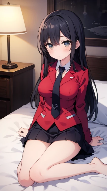 realisticlying,extremely detailed CG、high resolution、absurderes:1.8、detailed background:1.3、beautiful detailed hair、1woman, attire: Black Bodycon、jacker, Red jacket,、middlebreast、 short black tight dress, (((brown-eyed, vaginal penis))), Purple hair, Medium Hair, cross necklace, tall, Slim body、(((Misato katsuragi)))、NERV、Looking at Viewer, Perfectly detailed face、((masturbation:1.6、lie down in bed)), (embarrassed、blush:1.3)、(ecstasy:1.3) ,(slut:1.2),(vulgarity:1.3),(fucked silly:1.1),(steam:1.1),(wet:0.8),(trembling:0.8),(tears:0.7) ,(drooling:0.6),(sweat:0.8)