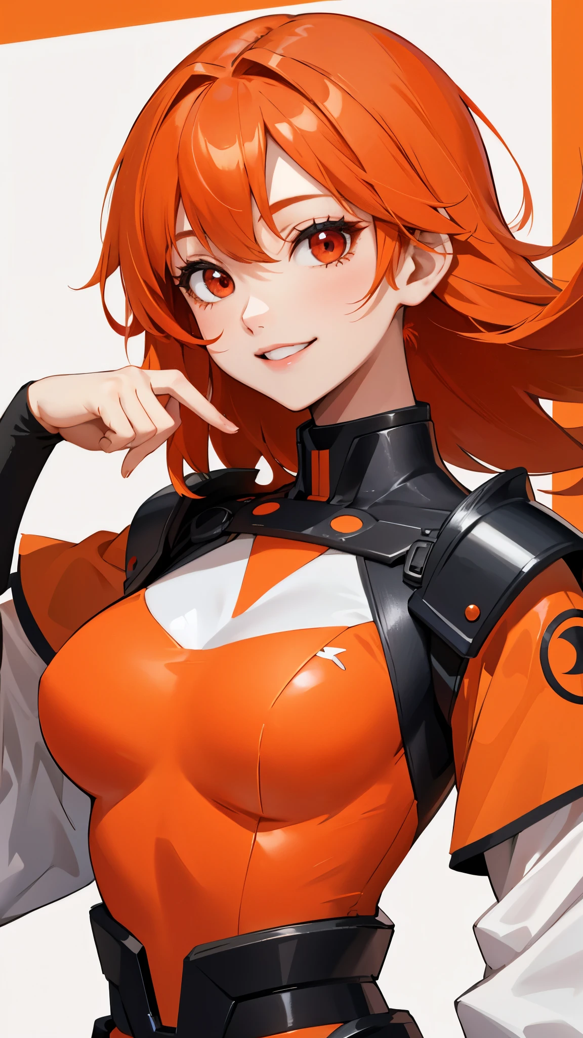 (8K, Best Quality, Masterpiece:1.2), Ultra-detailed, 1 girl,Cute, 独奏,beautiful detailed sky,dating,(nose blush),(Smile:1.15),(closed mouth) large nippel,beautiful detail eyes, (Long hair:1.2),floating hair, asuka langley from evangelion, Asuka Legi of Evangelion, Asca, On top of the body, mechanized parts of the bellows, Mecha, mecha, exo-skeleton,