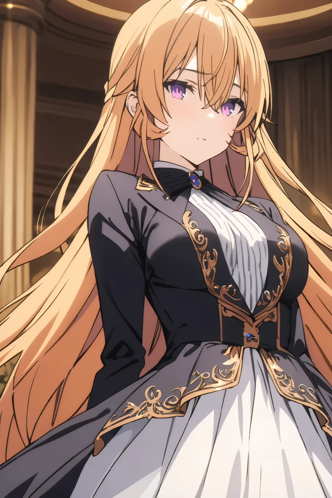 NSFW,masterpiece, top quality , high res, very detailed,Elina Nakiri 、 long hair、 orange hair、 purple eyes、 hair between eyes ,Elegant clothing,Luxurious mansion